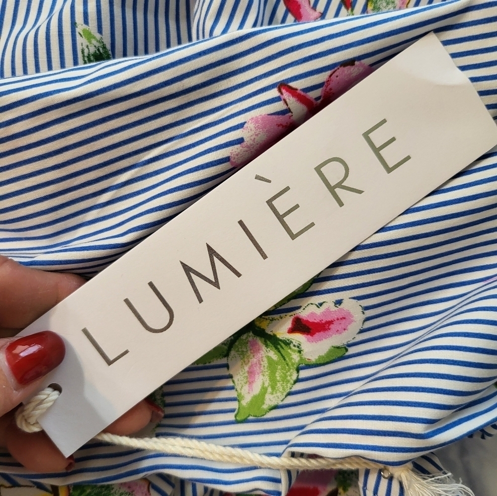 Lumiere Floral Striped One Shoulder Small Blouse NWT - Picture 2 of 12